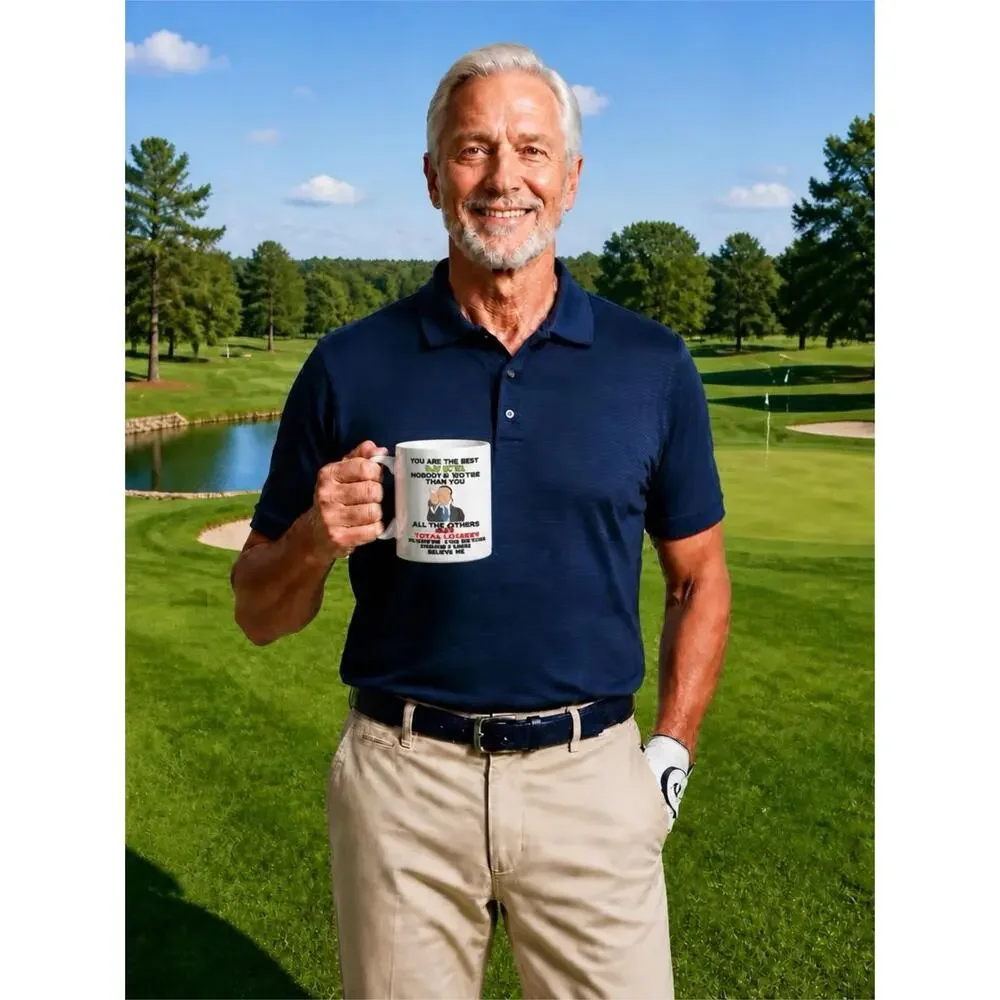 🧚🏻‍♀️ Trump “Best Golfer” Novelty Coffee Mug NIB Funny White Elephant Gift